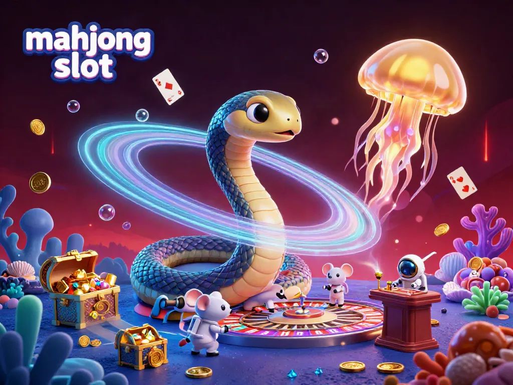 Experience the excitement of mahjong slot as cosmic characters engage in a vibrant space betting scene.
