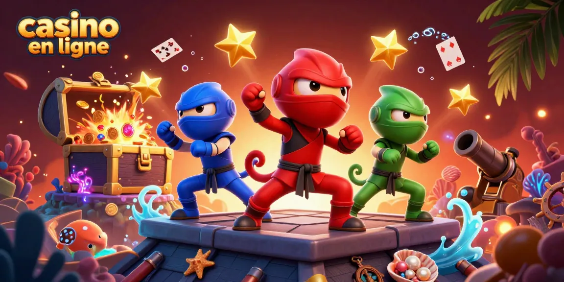 Découvrez un casino en ligne captivant avec une équipe de caméléons ninjas en action.