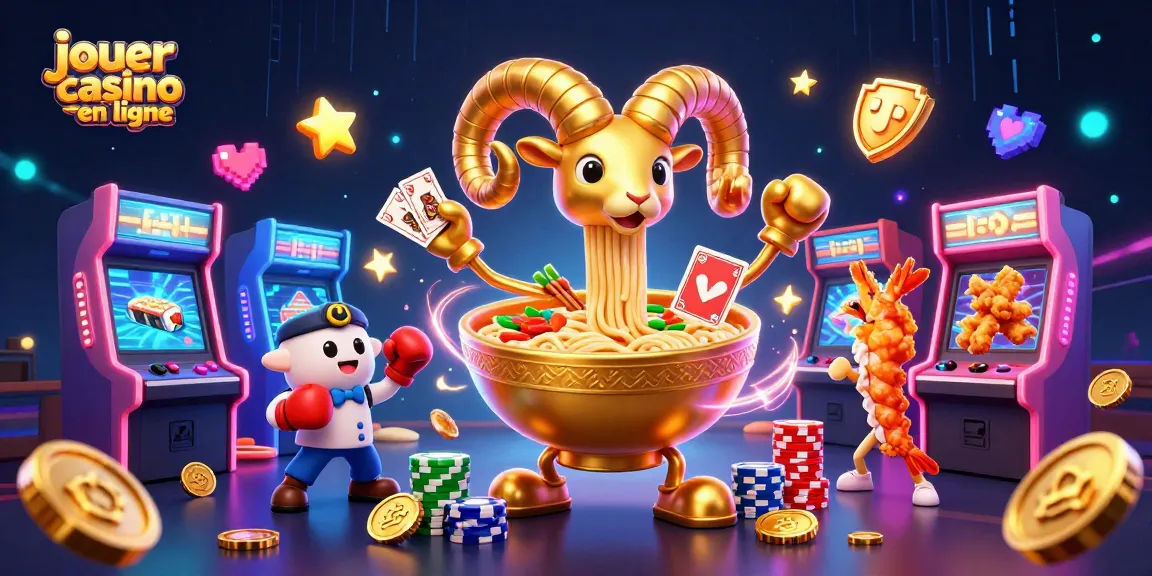Jouer au casino en ligne avec une illustration dynamique incluant des personnages amusants et des éléments de jeu colorés.