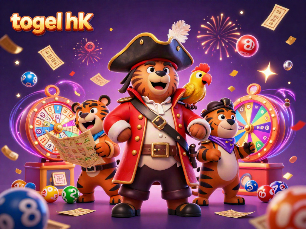 Melihat togel hk dengan beragam bola lotere berwarna-warni dan karakter lucu dalam suasana meriah.