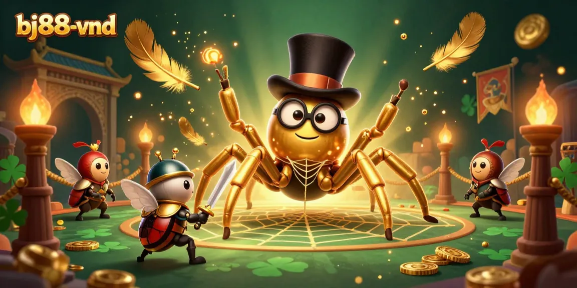 Experience the excitement of bj88-vnd's thrilling casino environment featuring a golden tarantula and beetle knight!