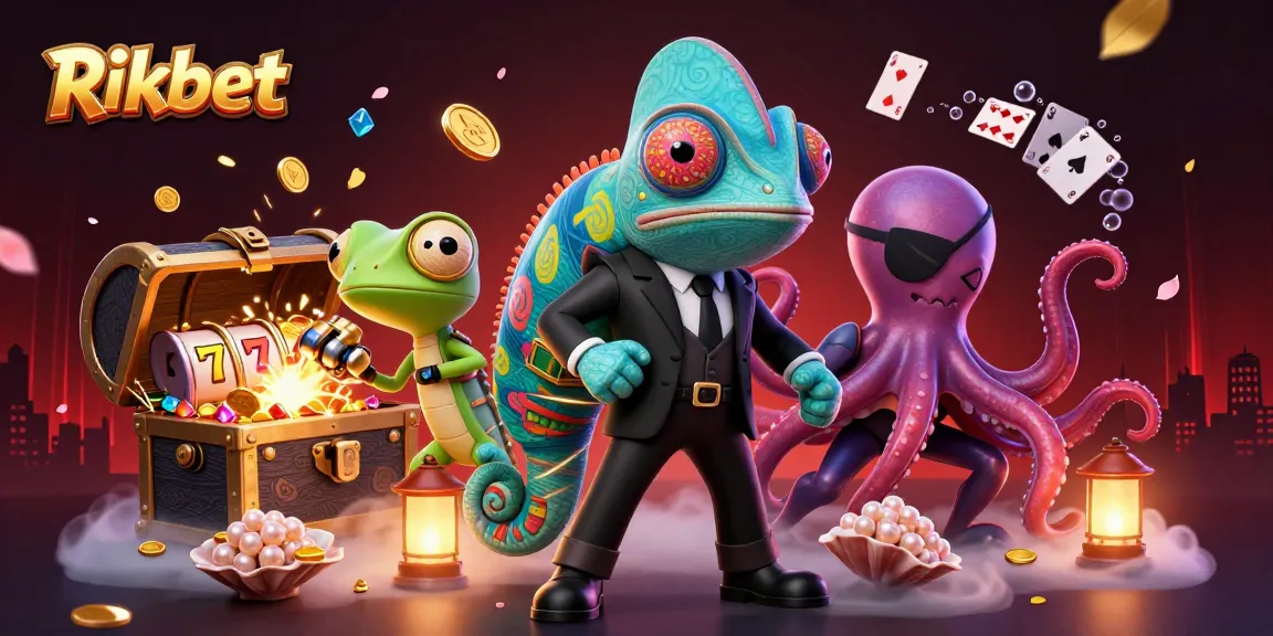 Engage with Rikbet's thrilling slots scene, featuring characters and vibrant game elements.