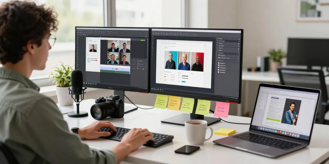 Creative workspace showcasing Snipaste with vibrant screens and modern tools, reflecting productivity and innovation.