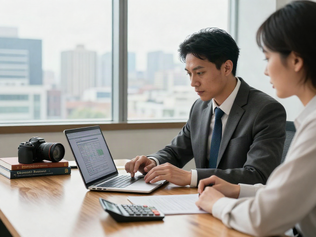 Superfund accountant advising client in a professional office setting with financial documents.