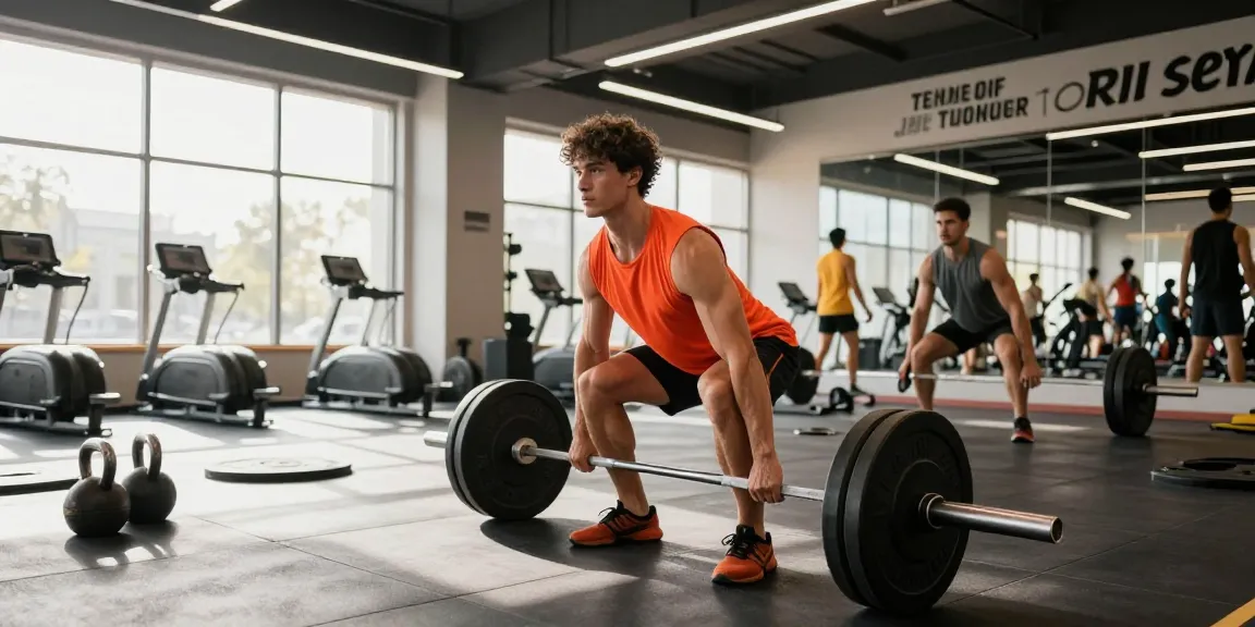 Strength training at Driada Shop gym, athlete lifting weights with focus.