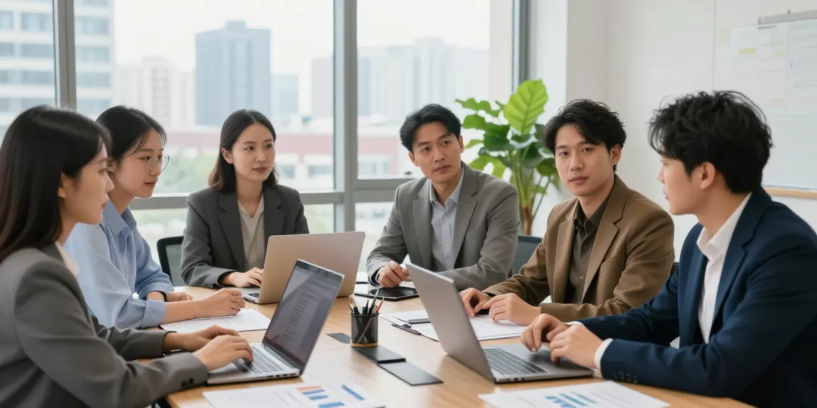 Team discussing merchant cash advance for small business in modern office.