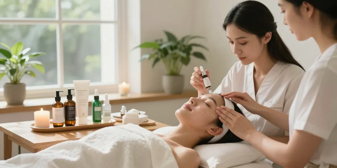 Nourish and Hydrate Serum being applied in a calming beauty studio, emphasizing skincare and nourishment.