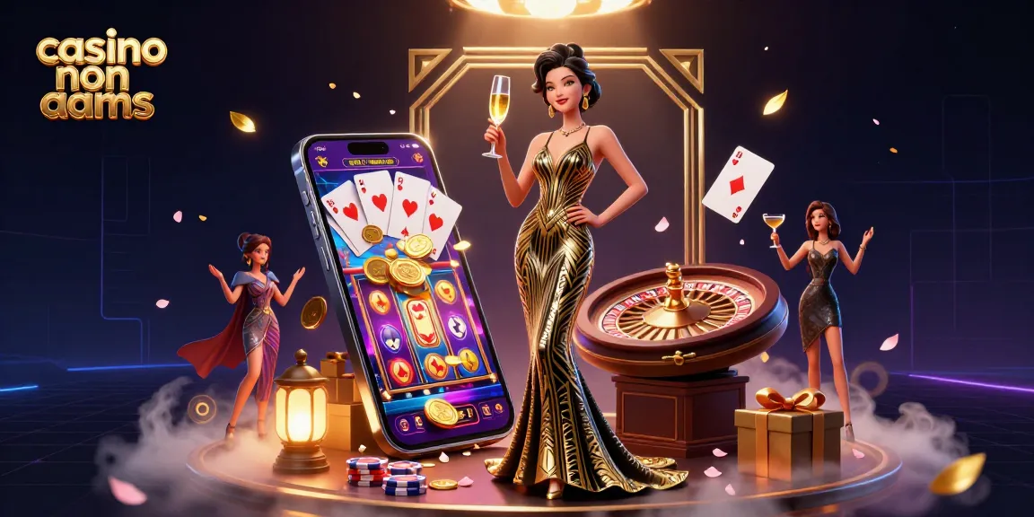 Vivi l'emozione dei casinò non AAMS con elementi glamour, un tavolo da roulette e slot vivaci.