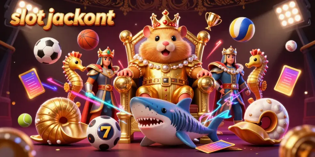 Win massive rewards with a vibrant jackpot slot scene featuring a golden hamster king and dynamic game elements.