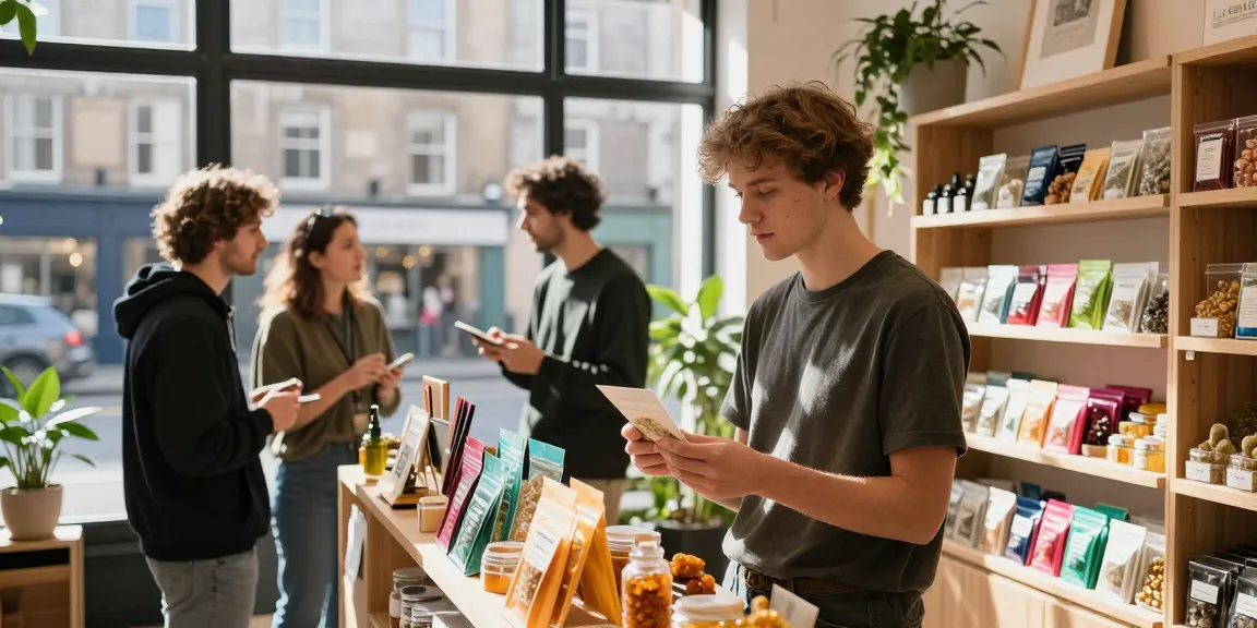 Where Can I Buy Highly Potent Cannabis Resin In Dublin? A young person exploring a vibrant cannabis shop in Dublin.