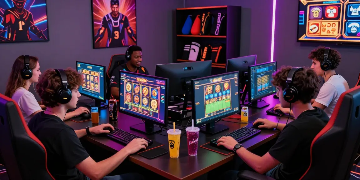 Gamers enjoying deposit pulsa tanpa potongan at a vibrant online gaming session with dynamic screens.