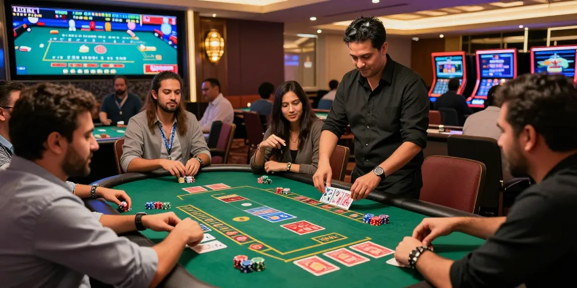 Live Andar Bahar game at casino with real dealers and excited players.