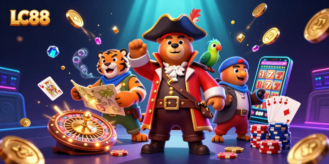 Engage with exciting games at LC88's casino, featuring vibrant characters and action-packed elements.