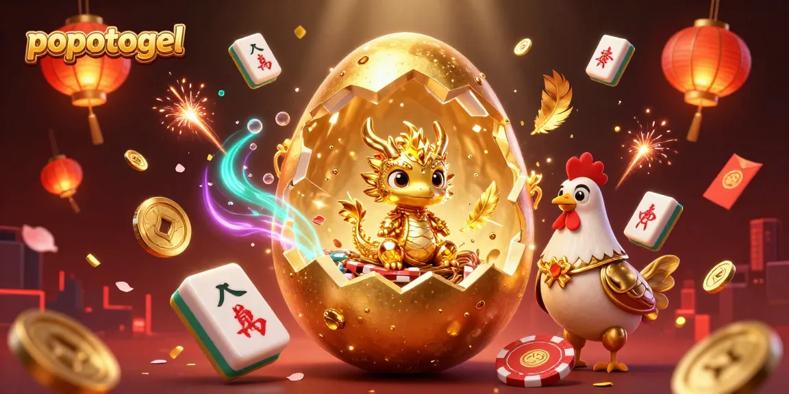 Experience the excitement of popotogel with a golden dragon and festive casino elements.