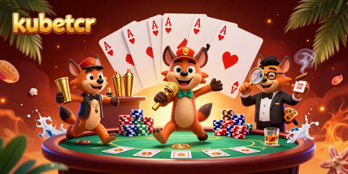 Engage with kubetcr's vibrant casino scene featuring hyenas in action, showcasing various gambling activities.