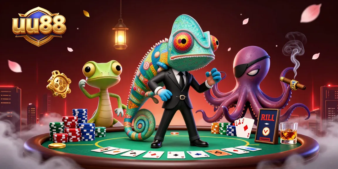 Join the adventure with uu88's thrilling casino scene, featuring colorful poker elements.