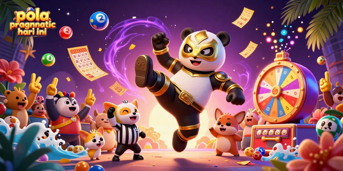 Pola pragmatic hari ini highlights thrilling slots with animated characters celebrating big wins in a vibrant casino scene.