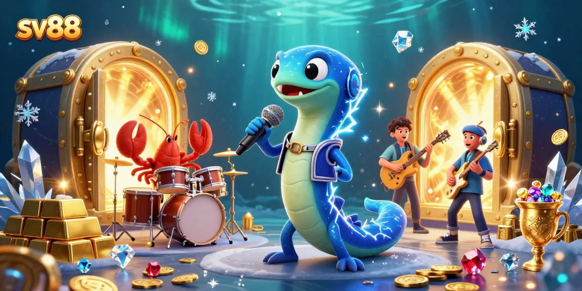 Win big with sv88 in this vibrant underwater casino scene featuring an electric eel DJ.