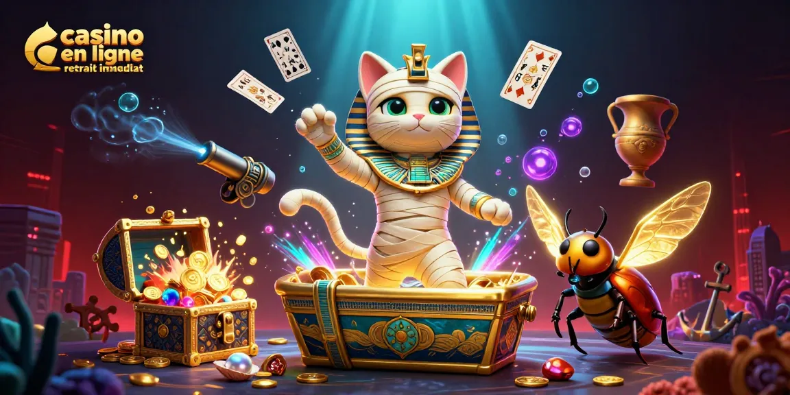 Notre illustration de casino en ligne retrait instantané avec des éléments dynamiques et remplis de détails.