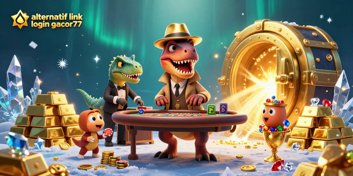 Experience the excitement of a casino with alternatif link login gacor77 in a vibrant 3D illustration.