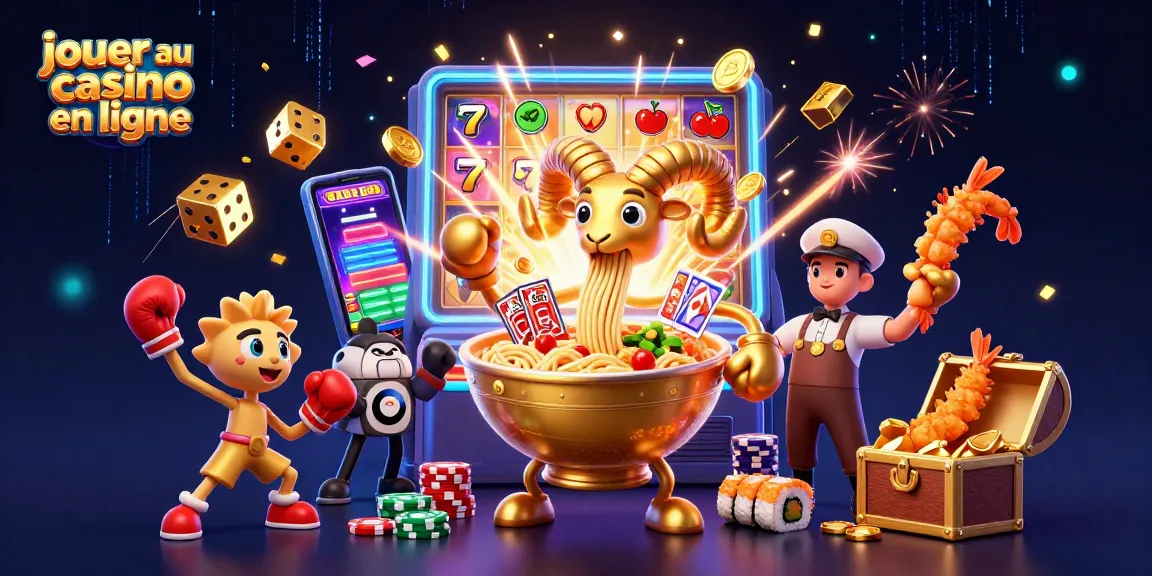 Jouer au casino en ligne avec une illustration vibrante de personnages ludiques et d'éléments de jeu.
