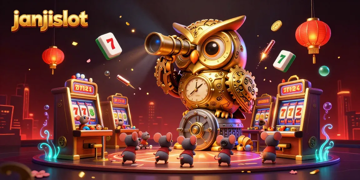 Experience the thrill of janjislot with a stunning 3D casino scene, featuring playful characters and dynamic game elements.