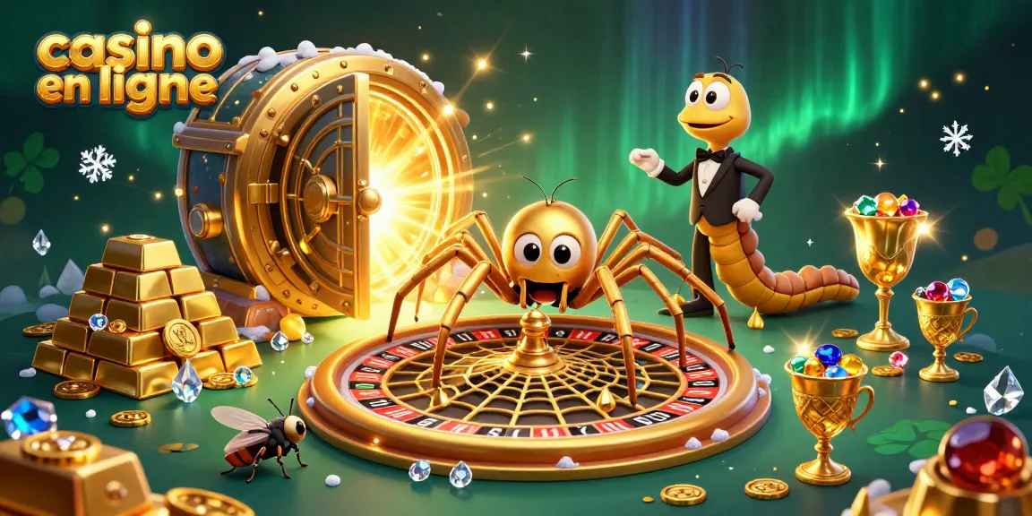 Le casino en ligne animé avec une araignée dorée et un croupier centipède s'occupant des paris.